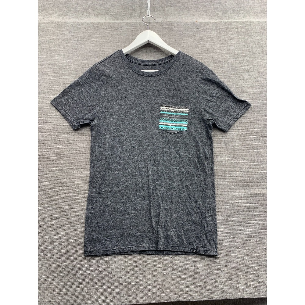 Hurley Crew Neck T Shirt Unisex Medium Heather Gray Southwestern Print Cotton